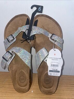 wonder nation Holographic Multi-Color Buckle Sandals